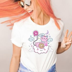 Cute Cat Shirt, Kawaii Cat Shirt, Pink Cat Shirt,Boba Cat Shirt,Pastel Cat Shirt
